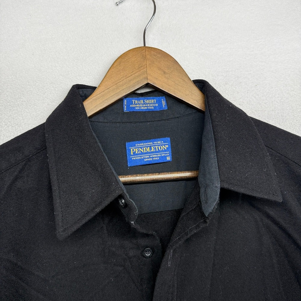 Pendleton Trail Shirt Mens XL Black Elbow Patches USA Virgin Wool No Holes